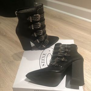 Steve Madden Black Buckle Ankle Boots